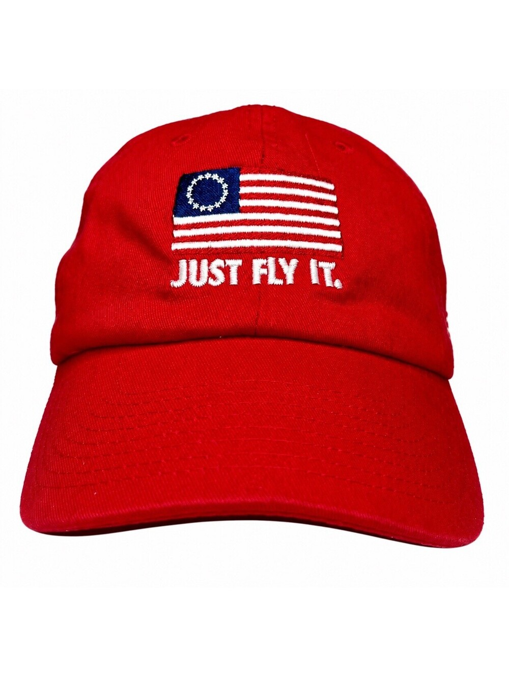 Bayside Just Fly It Betsy Ross 13 Star Flag Red Baseball Cap Hat Made in USA